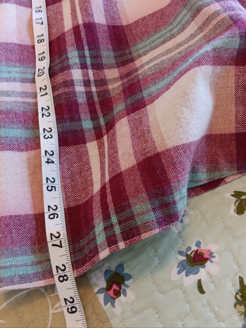 Sears Vintage Maroon & Pink Wool Plaid Midi Skirt A-line Union Made USA Academia - Picture 10 of 10